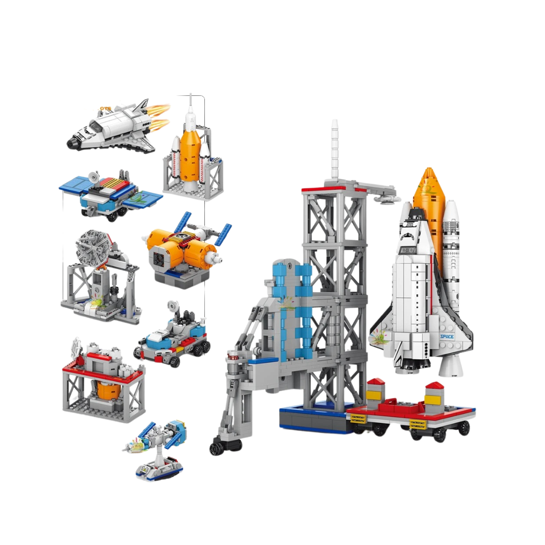 HUIQIBAO Aviation Spaceport Model Space Shuttle Rocket Launch Center Construction Building Blocks MOC Spaceship Kids Bricks Toy