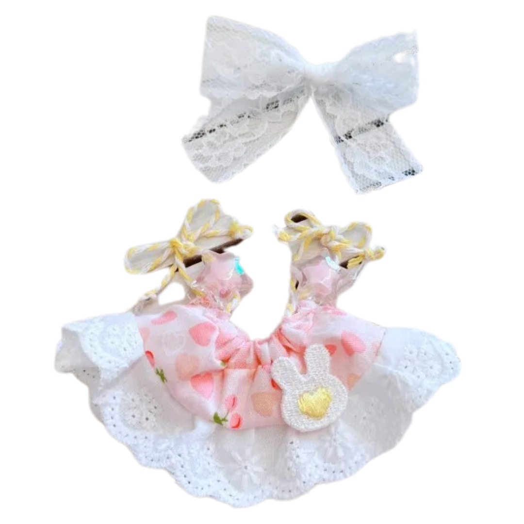 17cm Labubu Clothes Cute Mini Plush Doll's Outfit Accessories Suit Overalls Dress Hairpin for Labubu Dolls Fans Children Gift