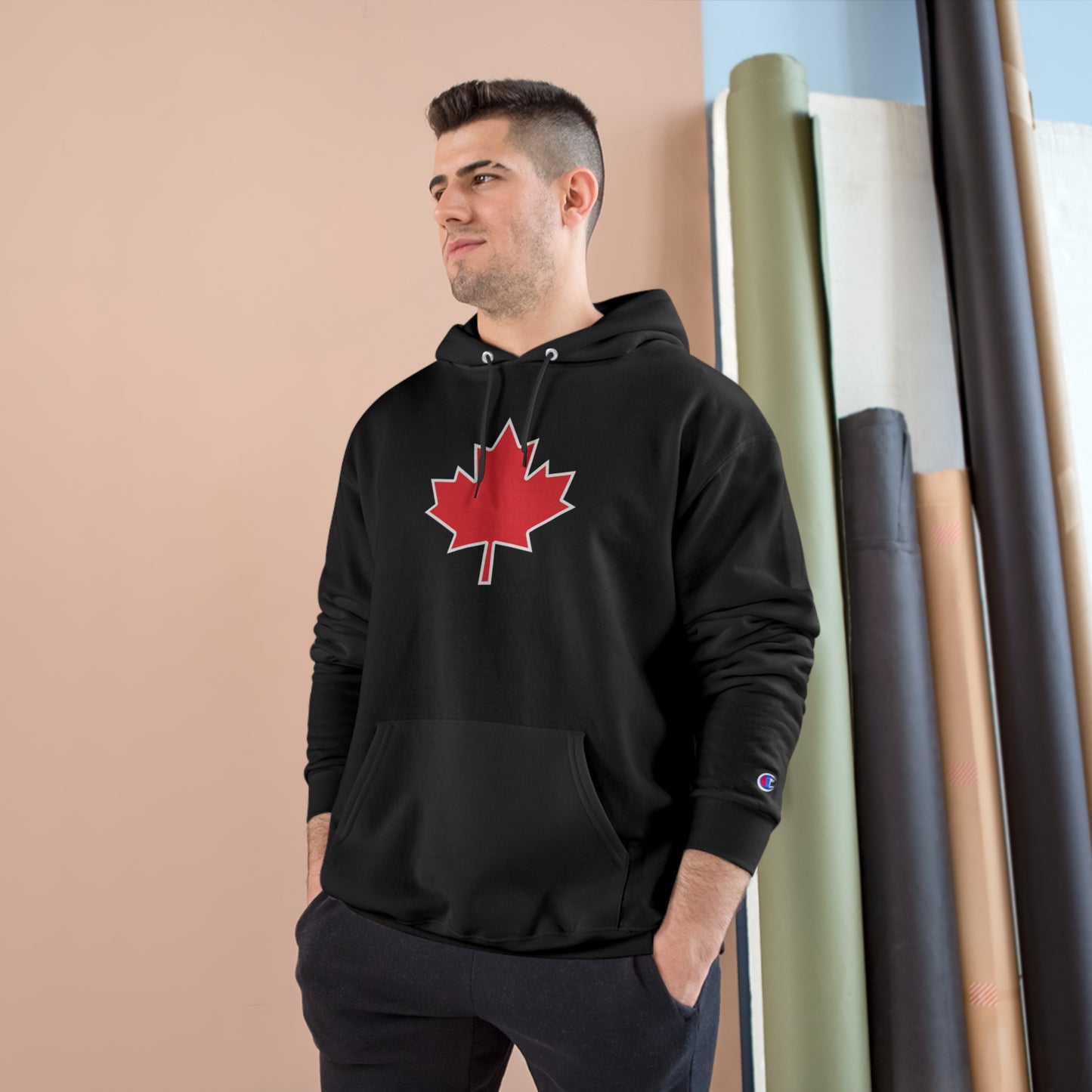 Red Maple Leaf Champion Hoodie - Canadian Pride Sweatshirt