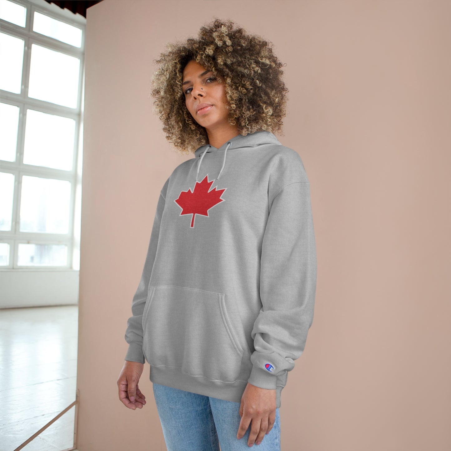 Red Maple Leaf Champion Hoodie - Canadian Pride Sweatshirt