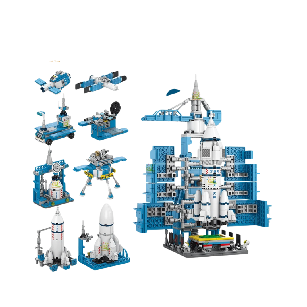 HUIQIBAO Aviation Spaceport Model Space Shuttle Rocket Launch Center Construction Building Blocks MOC Spaceship Kids Bricks Toy