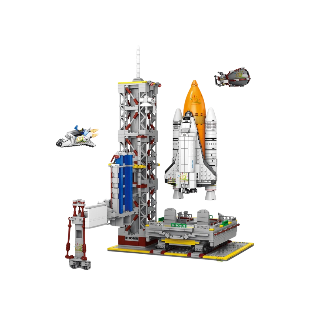 HUIQIBAO Aviation Spaceport Model Space Shuttle Rocket Launch Center Construction Building Blocks MOC Spaceship Kids Bricks Toy