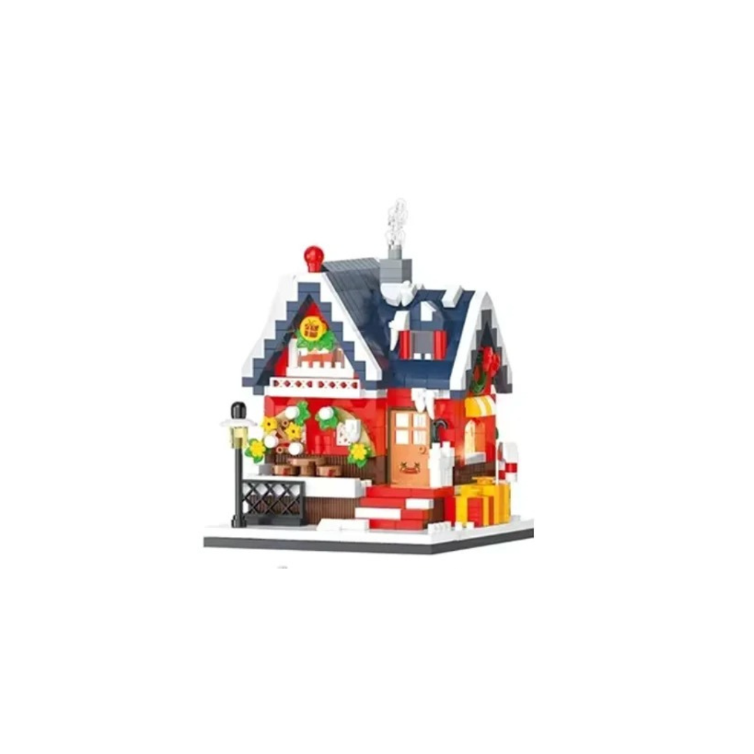 Christmas Snow House Mini Building Blocks Set Balody Coffe Candy Book Shop City View 3D Model Brick Boys Toys Children Xmas Gift