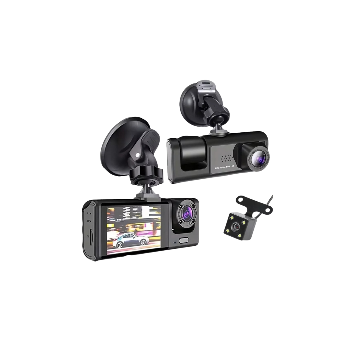 3 Channel Car DVR HD 1080P 3-Lens Inside Vehicle Dash CamThree Way Camera DVRs Recorder Video Registrator Dashcam Camcorder