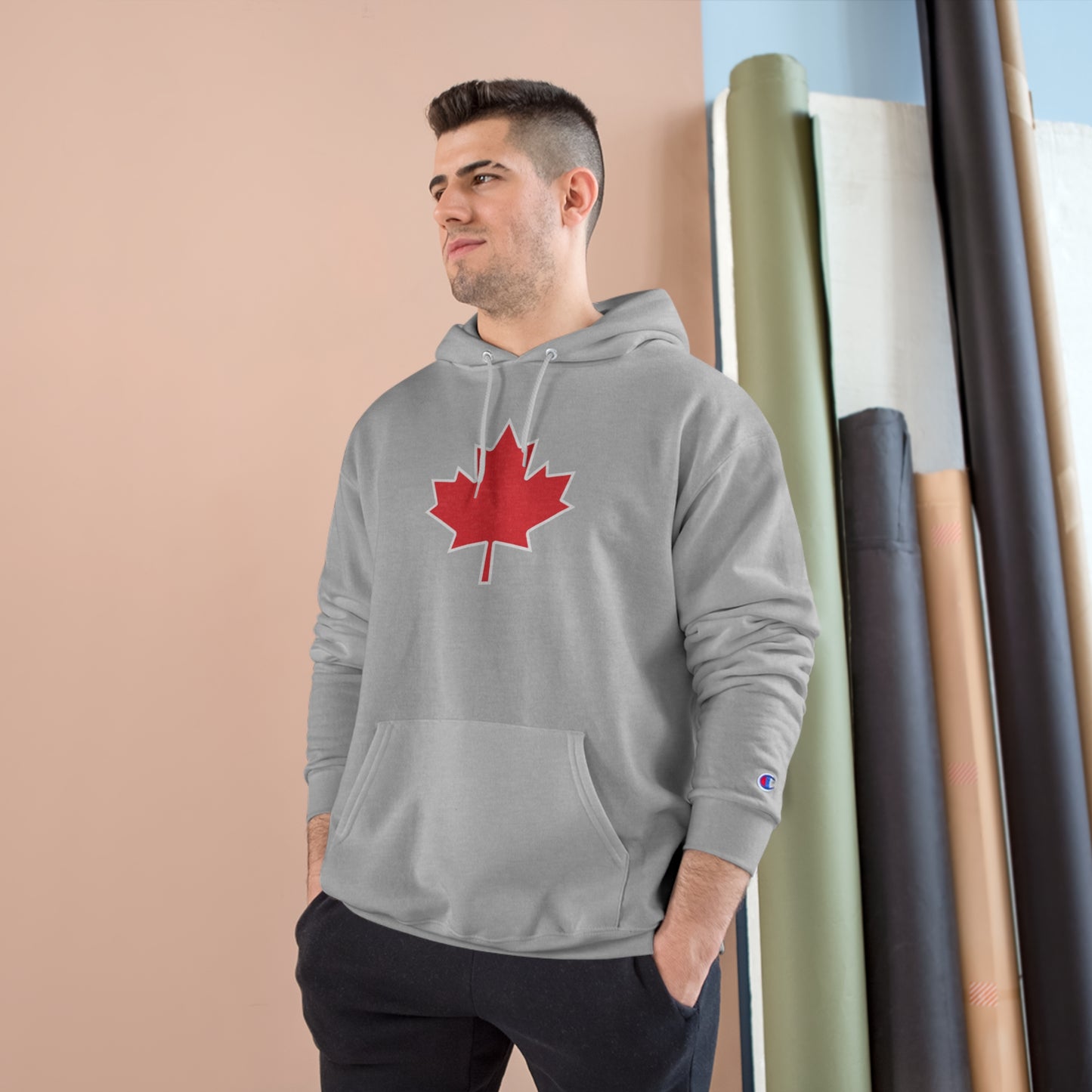 Red Maple Leaf Champion Hoodie - Canadian Pride Sweatshirt