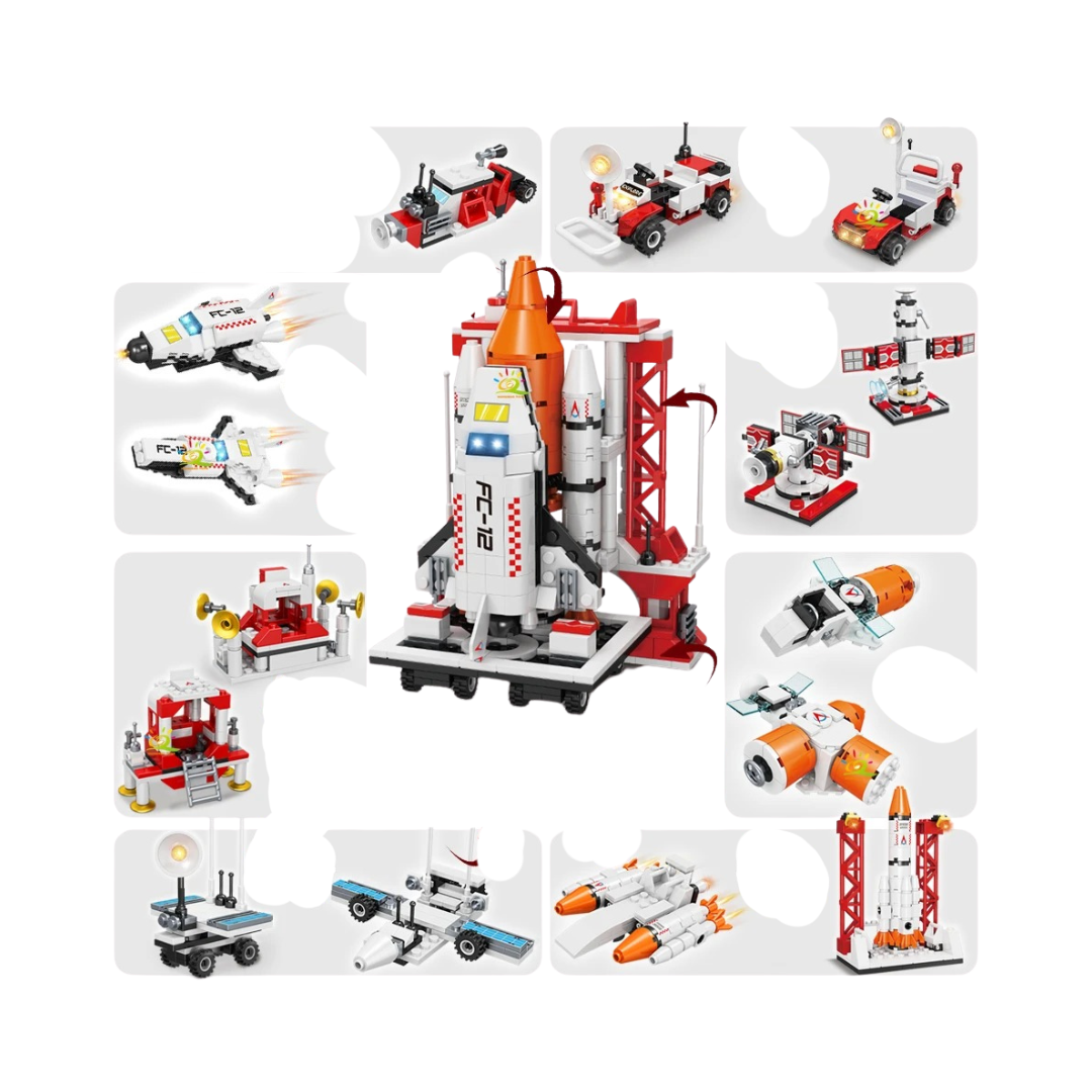 HUIQIBAO Aviation Spaceport Model Space Shuttle Rocket Launch Center Construction Building Blocks MOC Spaceship Kids Bricks Toy