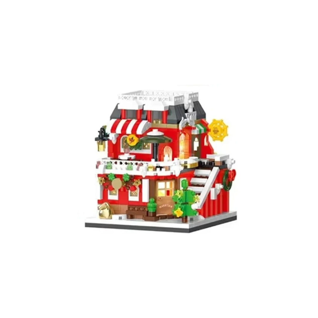 Christmas Snow House Mini Building Blocks Set Balody Coffe Candy Book Shop City View 3D Model Brick Boys Toys Children Xmas Gift