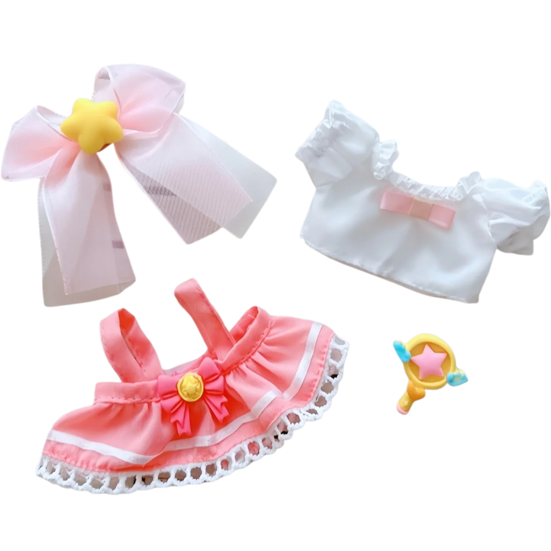 17cm Labubu Clothes Cute Mini Plush Doll's Outfit Accessories Suit Overalls Dress Hairpin for Labubu Dolls Fans Children Gift