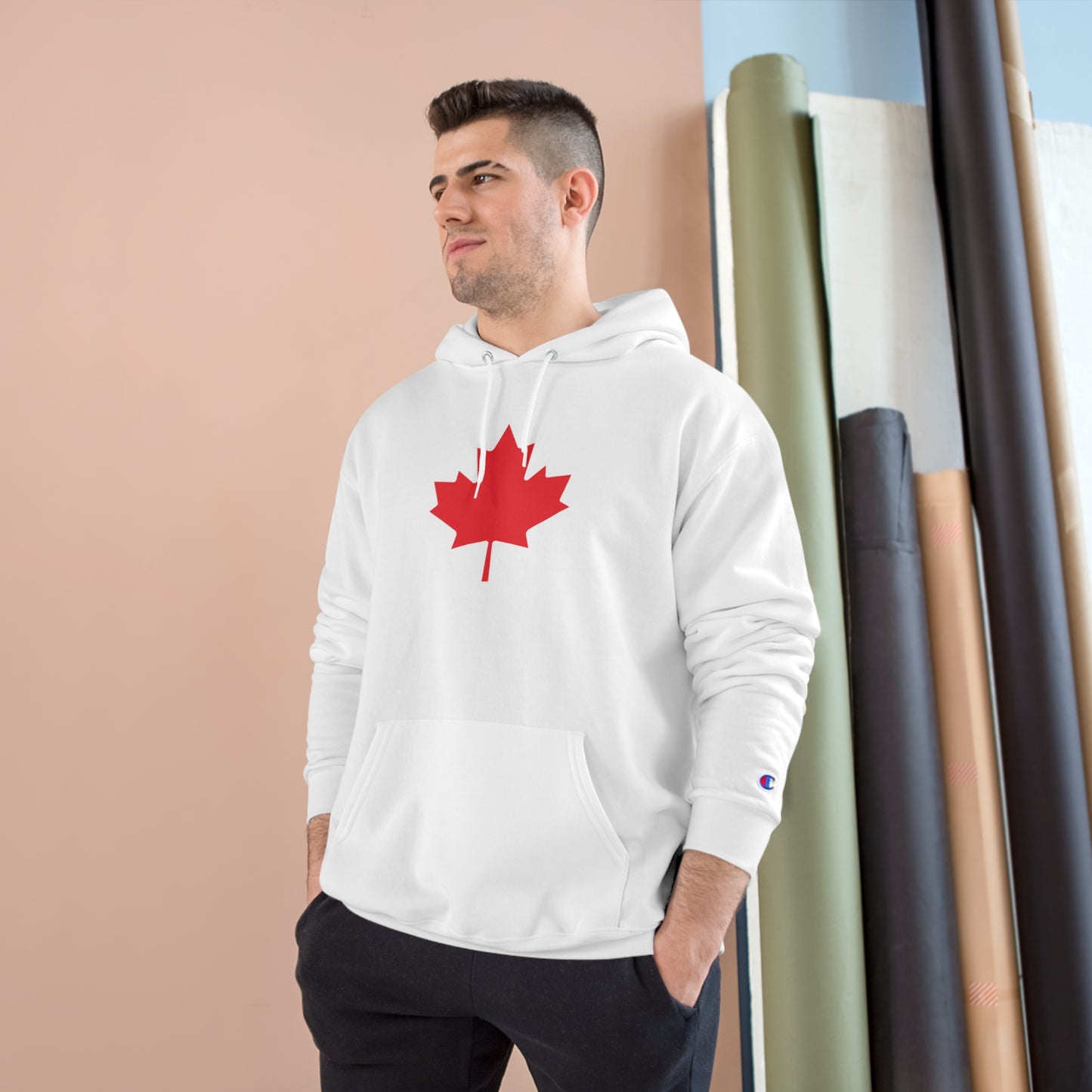 Red Maple Leaf Champion Hoodie - Canadian Pride Sweatshirt