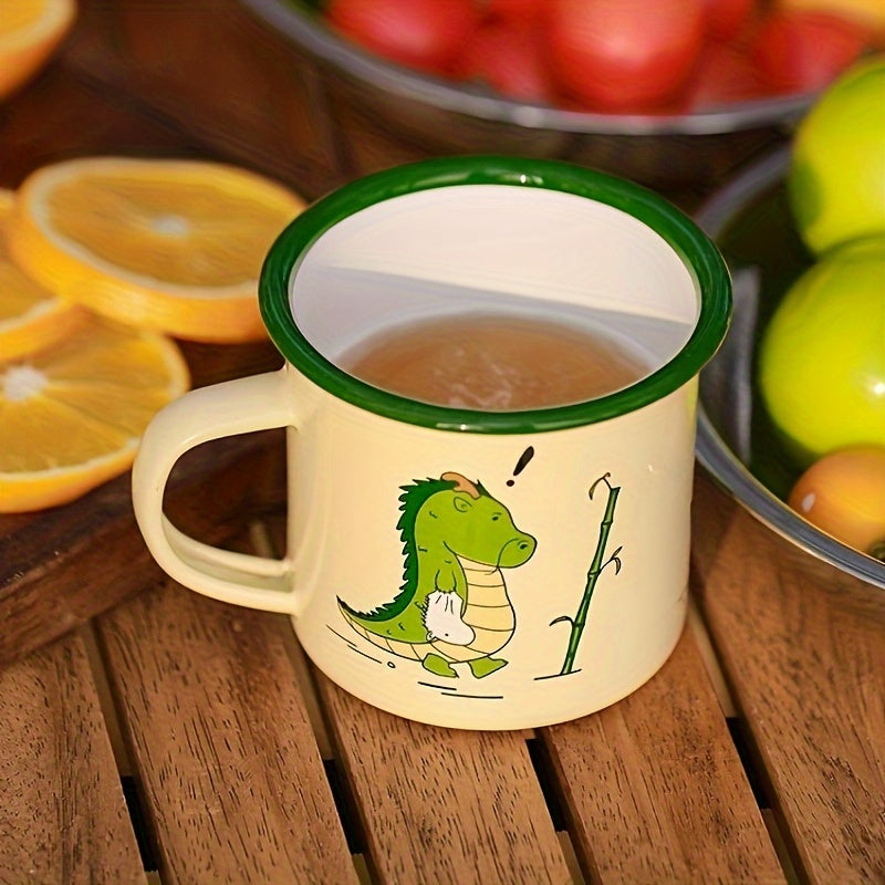 NURGAZ Enameled Dragon Design Camping Mug, 9.13oz Outdoor Cup for Gifts, Home, Kitchen, Bedroom - Durable Enamel Coffee Mug, Perfect for Camping and Souvenirs