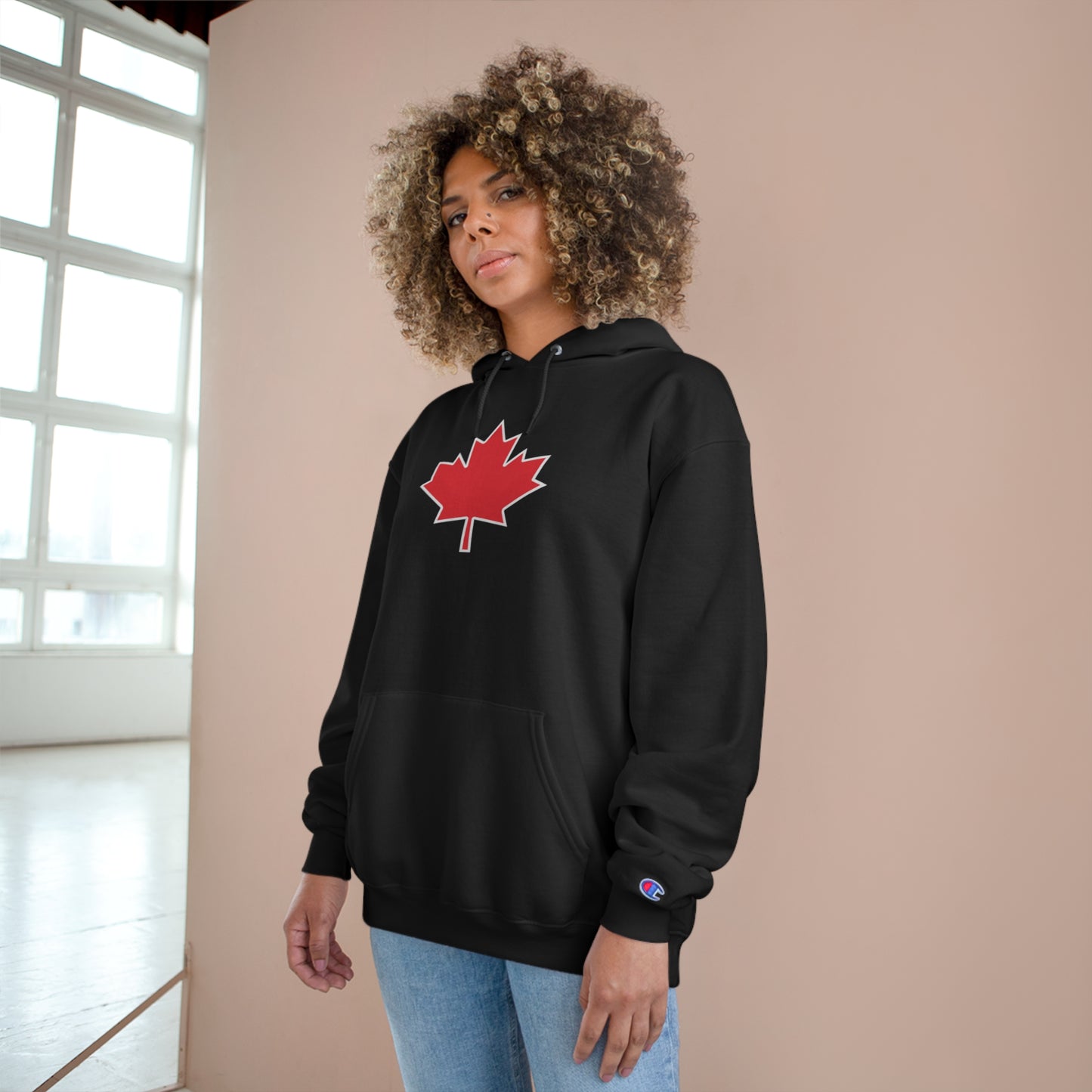 Red Maple Leaf Champion Hoodie - Canadian Pride Sweatshirt