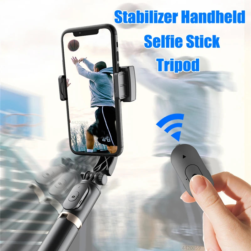 Roreta 2024 NEW Gimbal Stabilizer Selfie Stick Foldable Wireless Tripod with Bluetooth Shutter Monopod for IOS Android