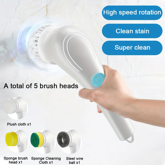 Kitchen Appliances Electric Spin Scrubber With 5 Replaceable Brush Head Power Electric Cleaning Brush Appliances Cleaning Gadget