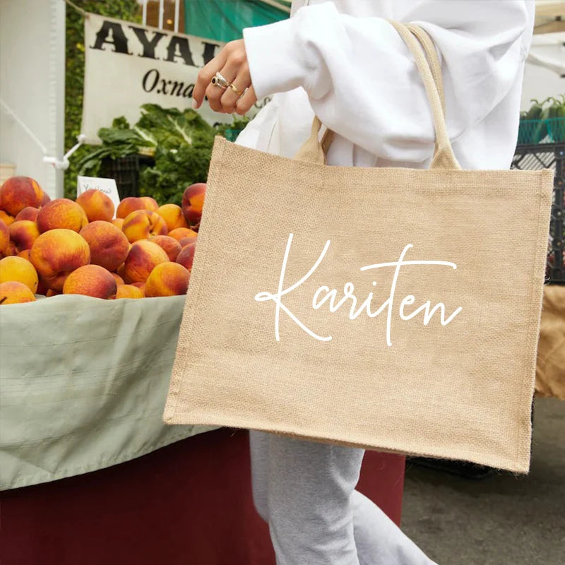 Personalized Jute Bag Bridesmaid Gift Bag Custom Burlap Tote Bag Bridal Bachelorette Party Beach Wedding Favors For Guests