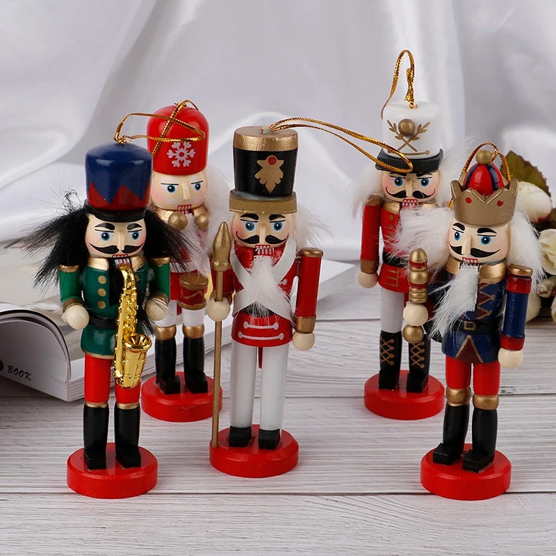 14/13/12/10.5cm Christmas Nutcracker Puppet Ornaments Desktop Home Decor Walnuts Soldiers Band Dolls Nutcracker Miniatures 1PCS