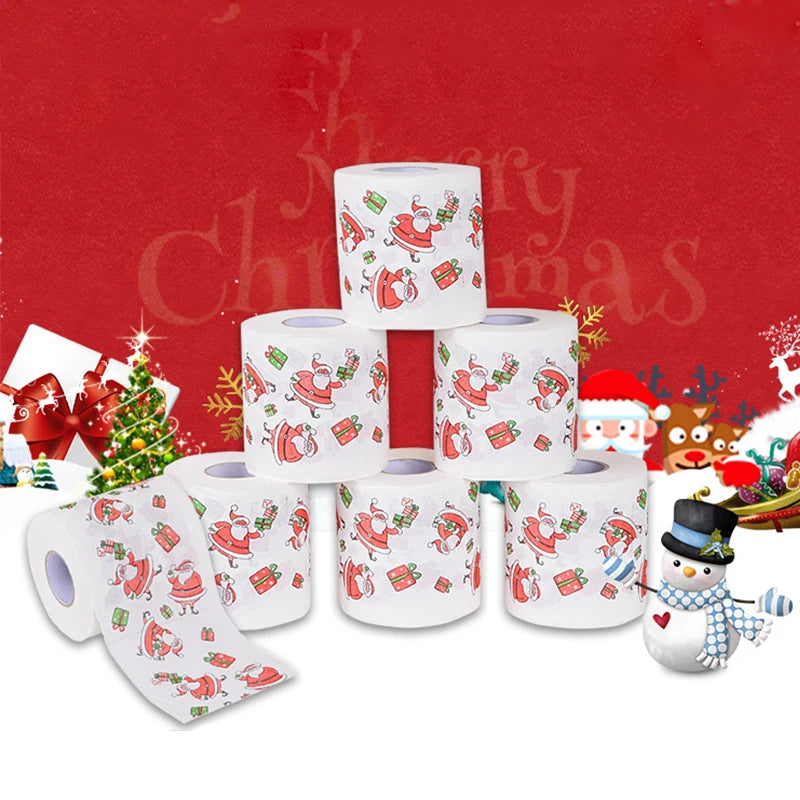 Santa Claus Bath Toilet Roll Paper, Christmas Supplies, Xmas Decor, Multicolor Tissue, New Year