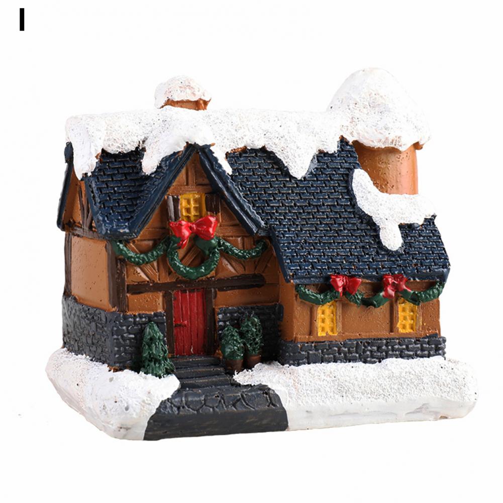 Christmas Scene Village Houses Town Decoration With Warm White Led Light 2021 Xmas Christmas Ornament Kids Gift For Home Decor