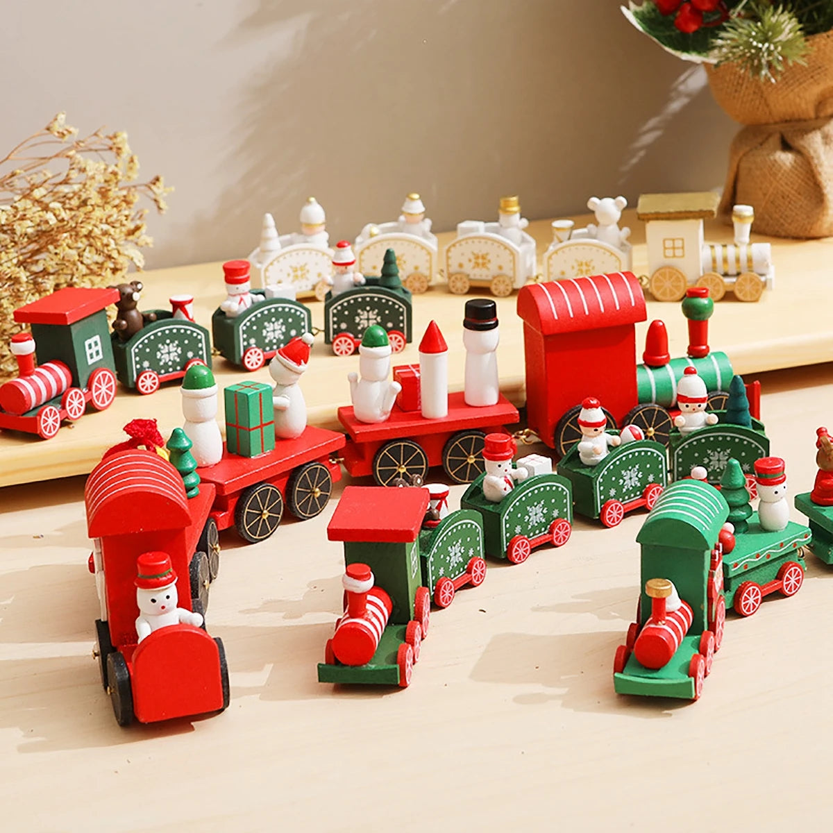 Wooden/Plastic Train Christmas Ornament Merry Christmas Decoration For Home 2024 Xmas Gifts Noel Natal Navidad New Year 2025