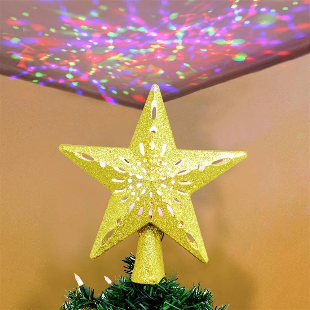 LED Snowflake Projector Lamp Rotating Night Lamp Dynamic Snowstorm Effect Light For Christmas Tree Toppers Indoor Bedroom Decor