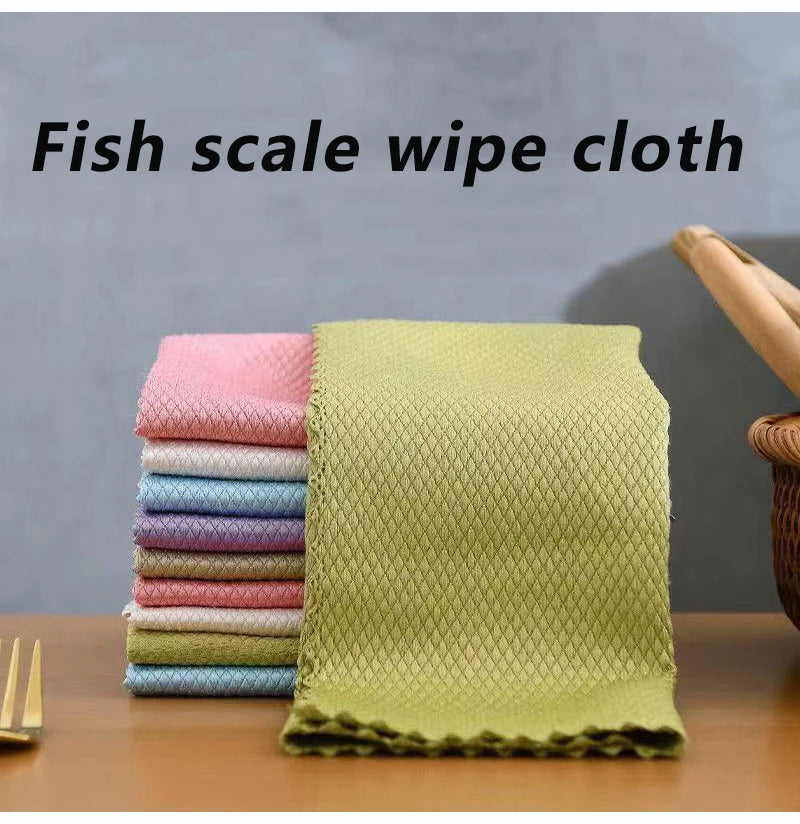 5PCS Microfiber Washing Dish Cloth Cleaning Towel Super Absorbable Window Glass Cleaning Cloth Kitchen Anti-grease Wiping Rags