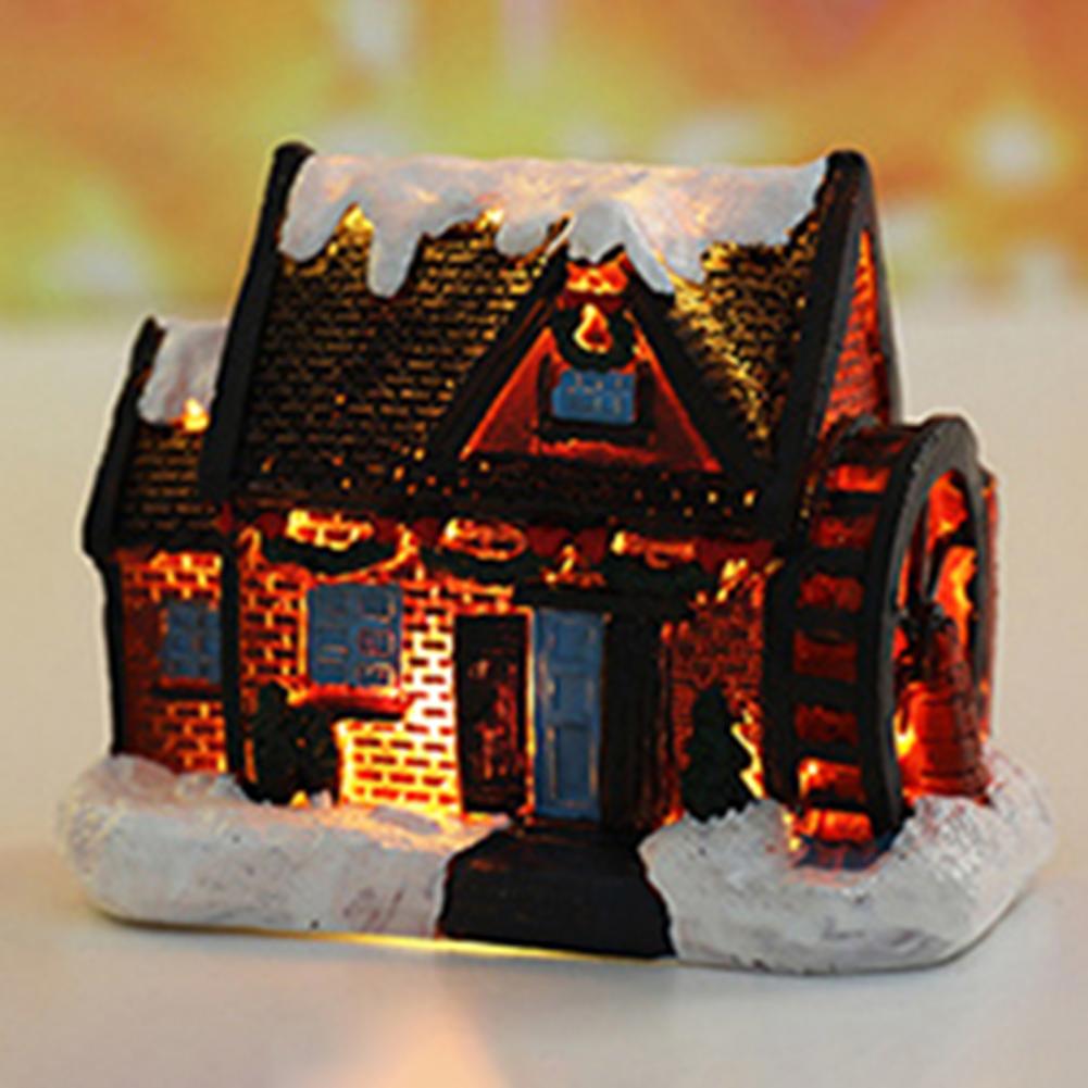 Christmas Scene Village Houses Town Decoration With Warm White Led Light 2021 Xmas Christmas Ornament Kids Gift For Home Decor