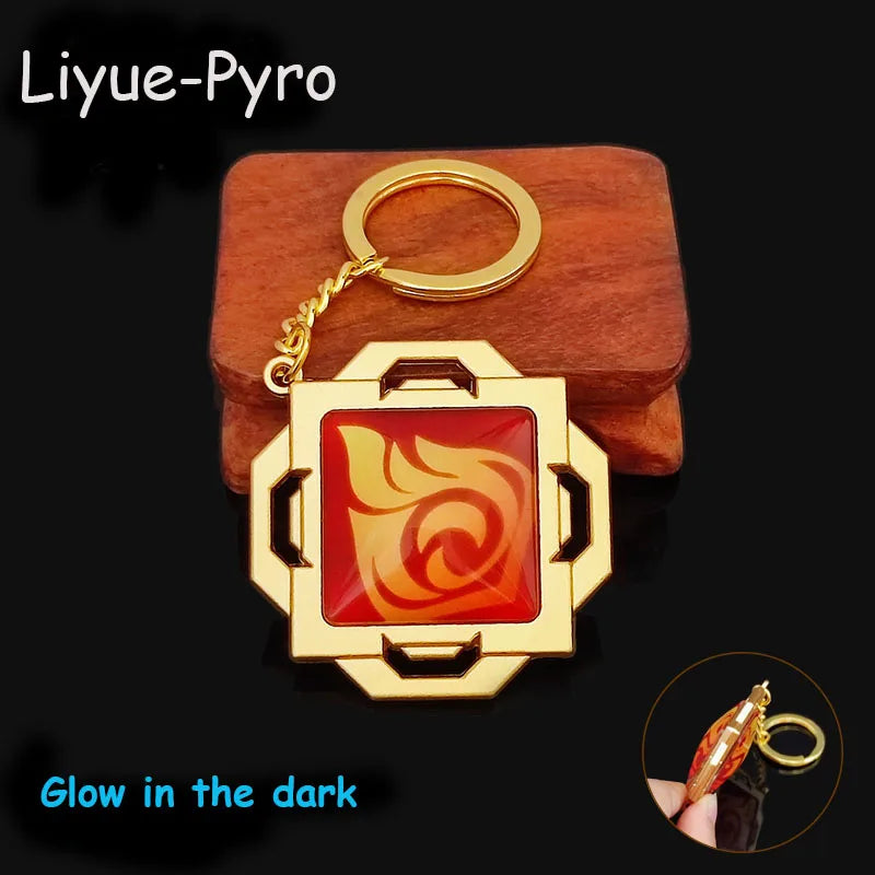 Game Impact Mondstadt Liyue Inazuma Sumeru Cosplay Vision Keychain Pyro Cyro Electro Hydro Geo Anemo Bag Pendant Props