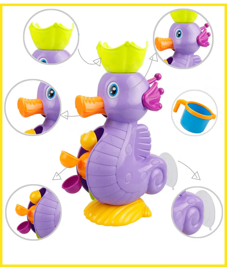 Kids Shower Bath Toys Cute Yellow Duck Waterwheel Toys Baby Faucet Bathing Water Spraying Tool Wheel Type Dabbling Toy