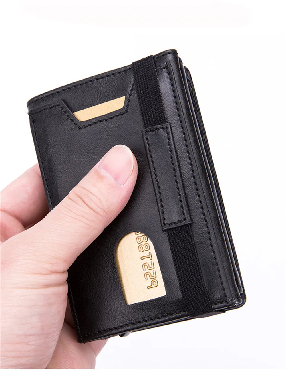 Custom Engraving Wallet Men Credit Card Holder RFID Blocking Anti-thief Leather Purse Card Wallet with ID Window Coin Pocket Bag