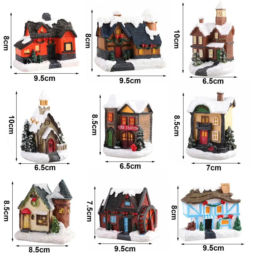 Christmas Scene Village Houses Town Decoration With Warm White Led Light 2021 Xmas Christmas Ornament Kids Gift For Home Decor