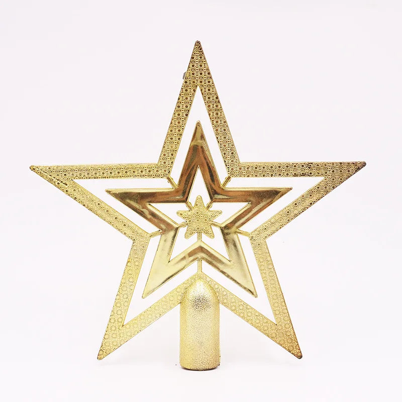 Christmas Tree Top Star Decorations, Shiny Gold Powder, Five-Pointed Star, New Year's Ornament, Merry Christmas Decorations,