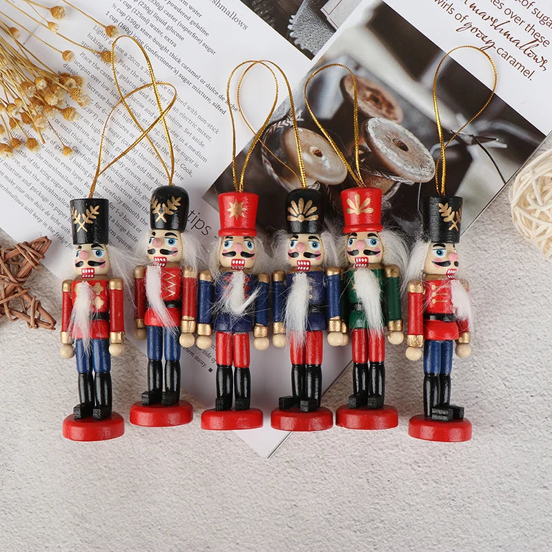 2020 Year 10cm Wooden Nutcracker Doll Soldier Puppet Christmas Kids Gifts New Year Christmas Tree Pendant Ornaments Decoration