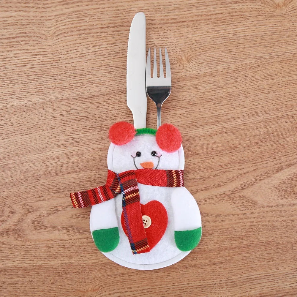 Christmas Knife And Fork Cover Christmas Sticker Hat Knife And Fork Bag Diy Crafts Party Decor Home Decor Accessories