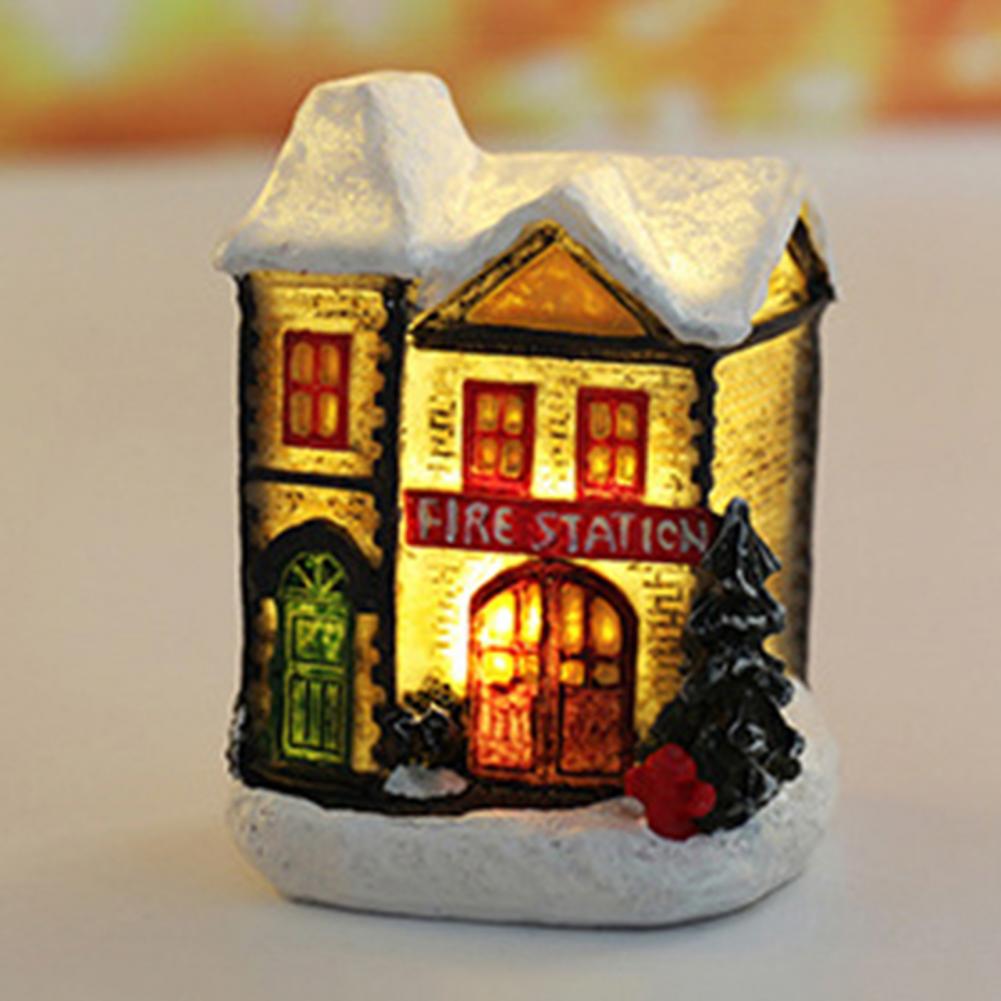 Christmas Scene Village Houses Town Decoration With Warm White Led Light 2021 Xmas Christmas Ornament Kids Gift For Home Decor