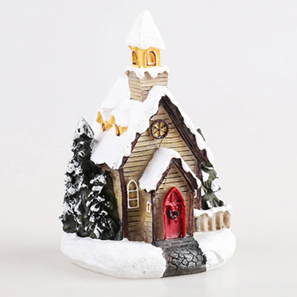 Christmas Scene Village Houses Town Decoration With Warm White Led Light 2021 Xmas Christmas Ornament Kids Gift For Home Decor