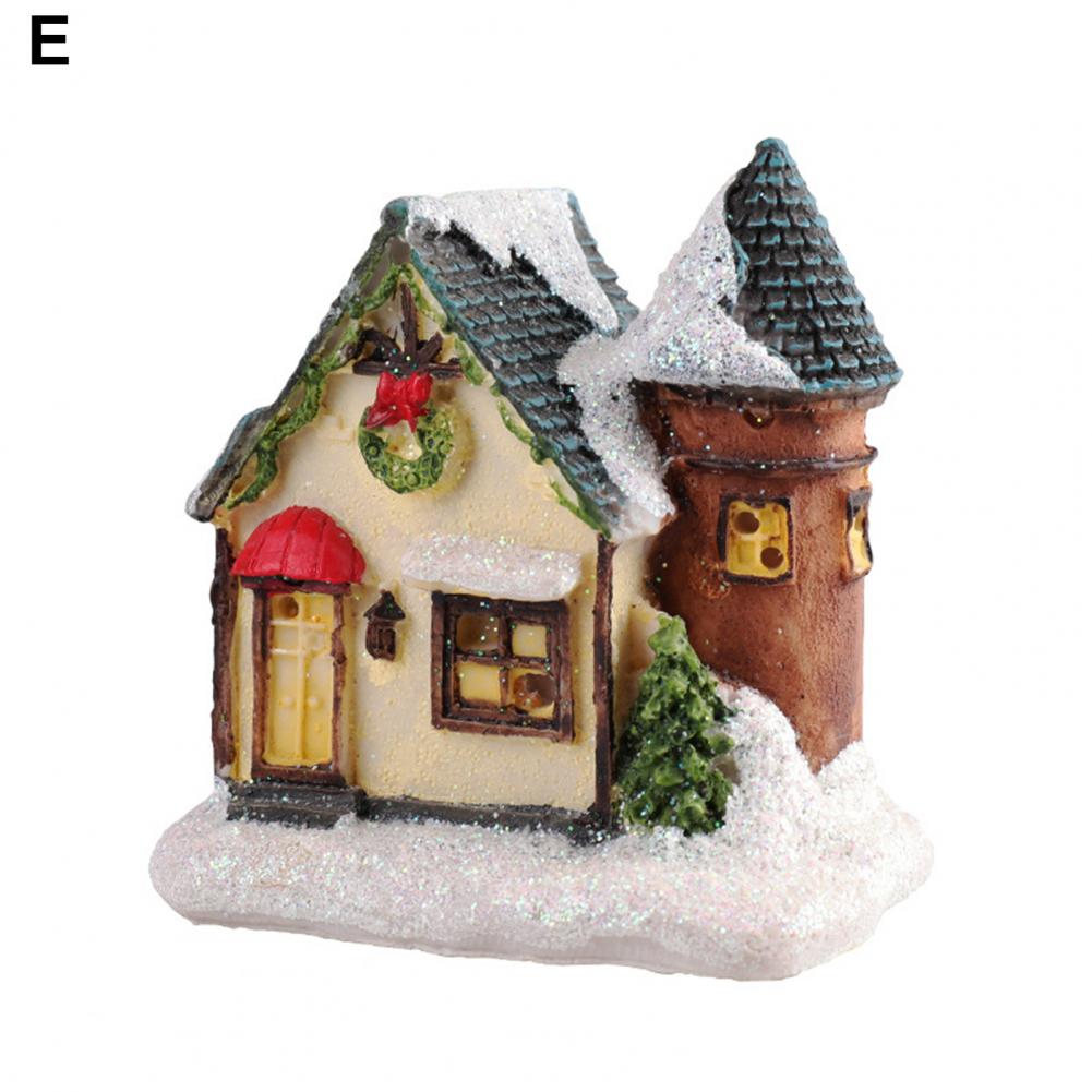 Christmas Scene Village Houses Town Decoration With Warm White Led Light 2021 Xmas Christmas Ornament Kids Gift For Home Decor