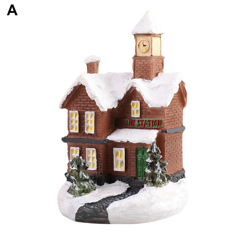 Christmas Scene Village Houses Town Decoration With Warm White Led Light 2021 Xmas Christmas Ornament Kids Gift For Home Decor