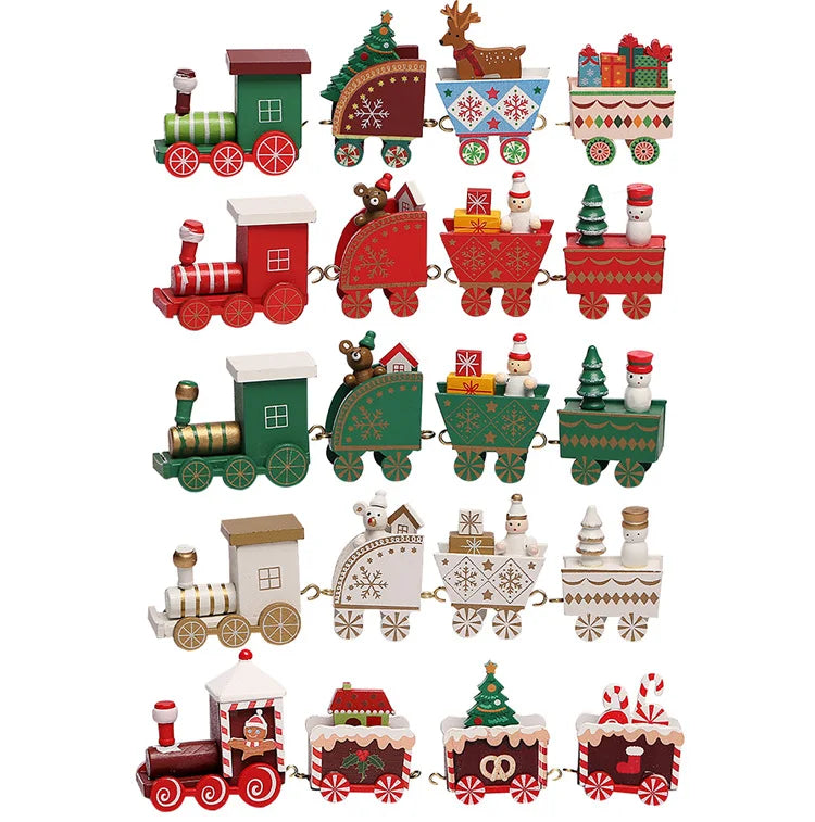 Wooden/Plastic Train Christmas Ornament Merry Christmas Decoration For Home 2024 Xmas Gifts Noel Natal Navidad New Year 2025