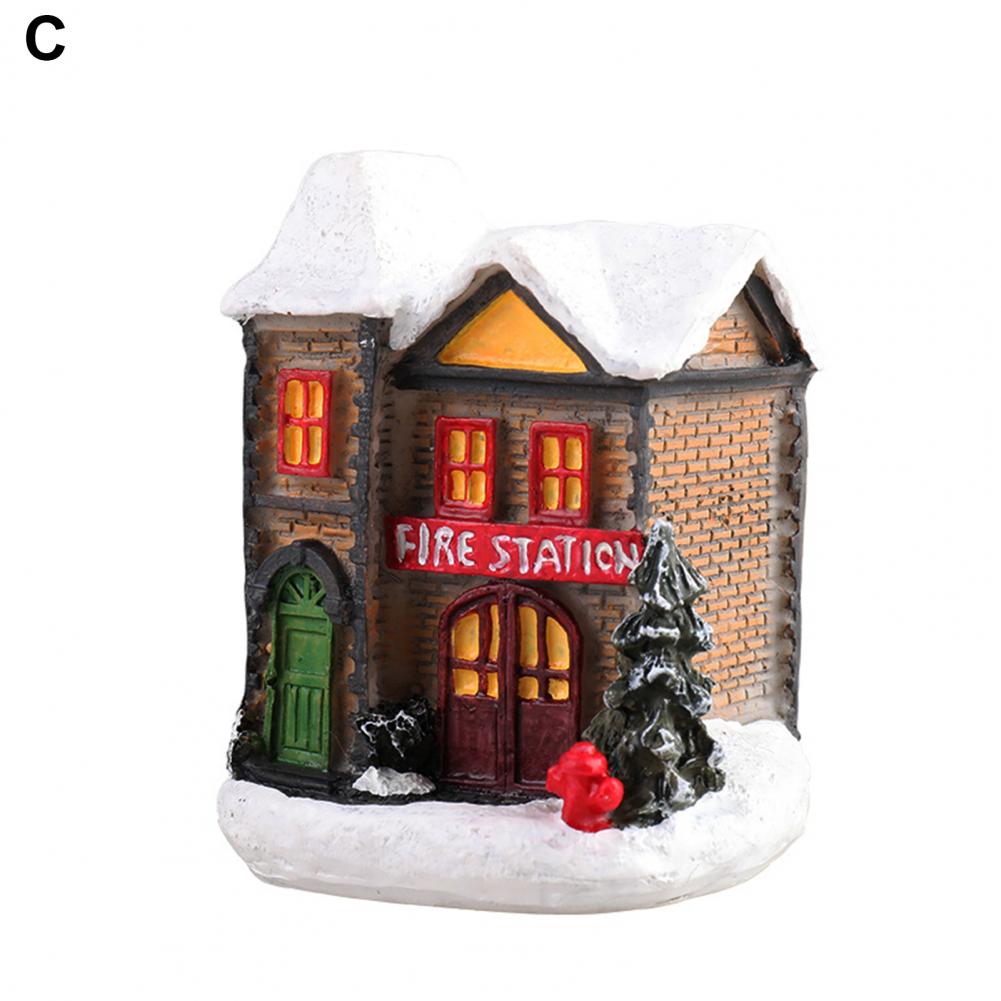 Christmas Scene Village Houses Town Decoration With Warm White Led Light 2021 Xmas Christmas Ornament Kids Gift For Home Decor