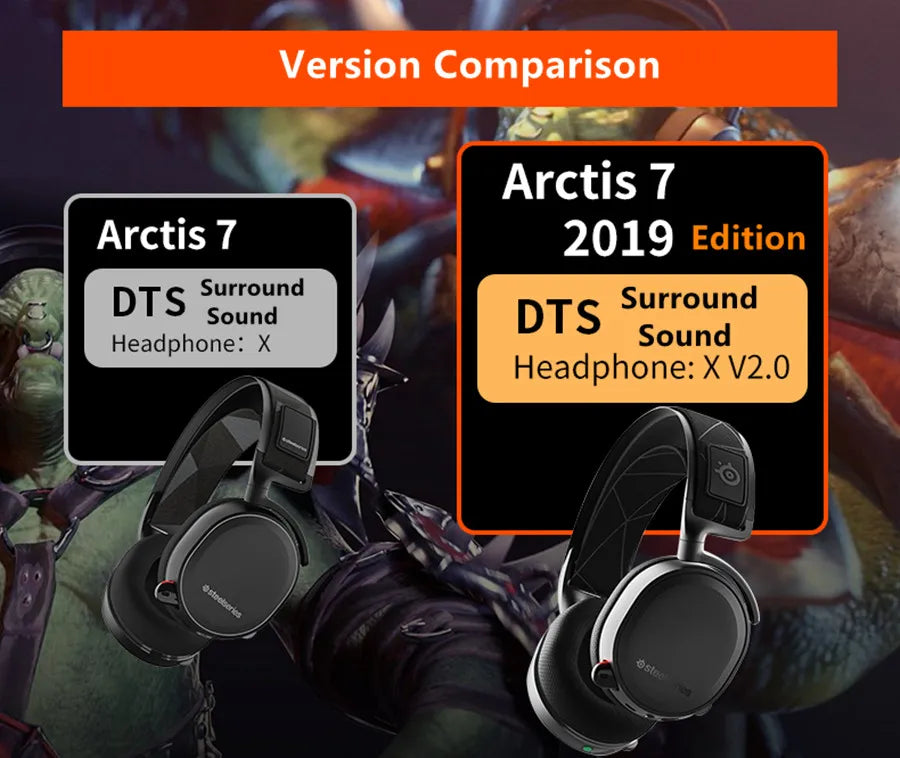 SteelSeries Arctis 7  Wireless Gaming Headset with DTS Headphone:X 7.1 Surround for PC Playstation 4 VR Android and iOS