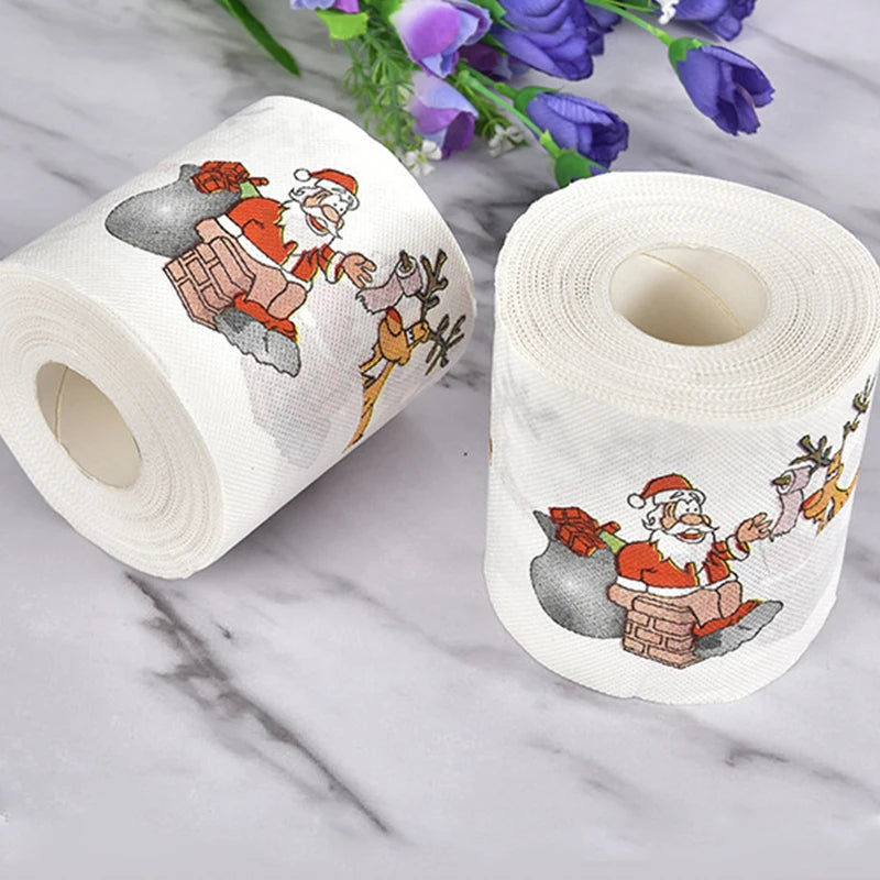 Santa Claus Bath Toilet Roll Paper, Christmas Supplies, Xmas Decor, Multicolor Tissue, New Year