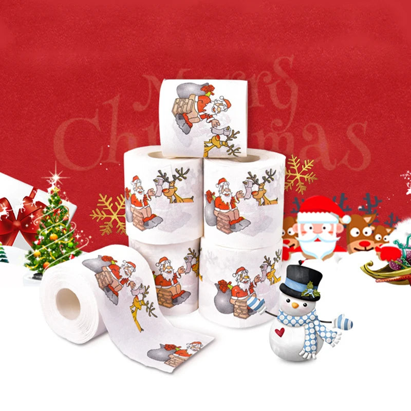 Santa Claus Bath Toilet Roll Paper, Christmas Supplies, Xmas Decor, Multicolor Tissue, New Year