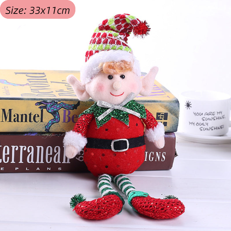 Christmas Decora tionRed and green fabric Plush Leg Elf Doll Ornaments Boys Girls Elves Toy Doll for 2022 New Year Home Decor