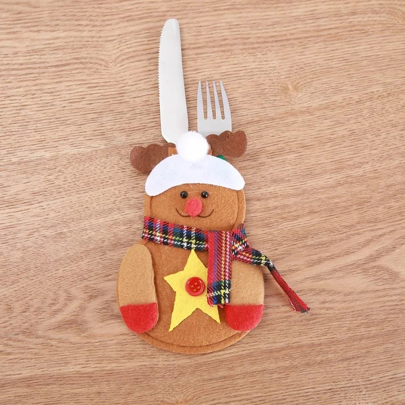 Christmas Knife And Fork Cover Christmas Sticker Hat Knife And Fork Bag Diy Crafts Party Decor Home Decor Accessories