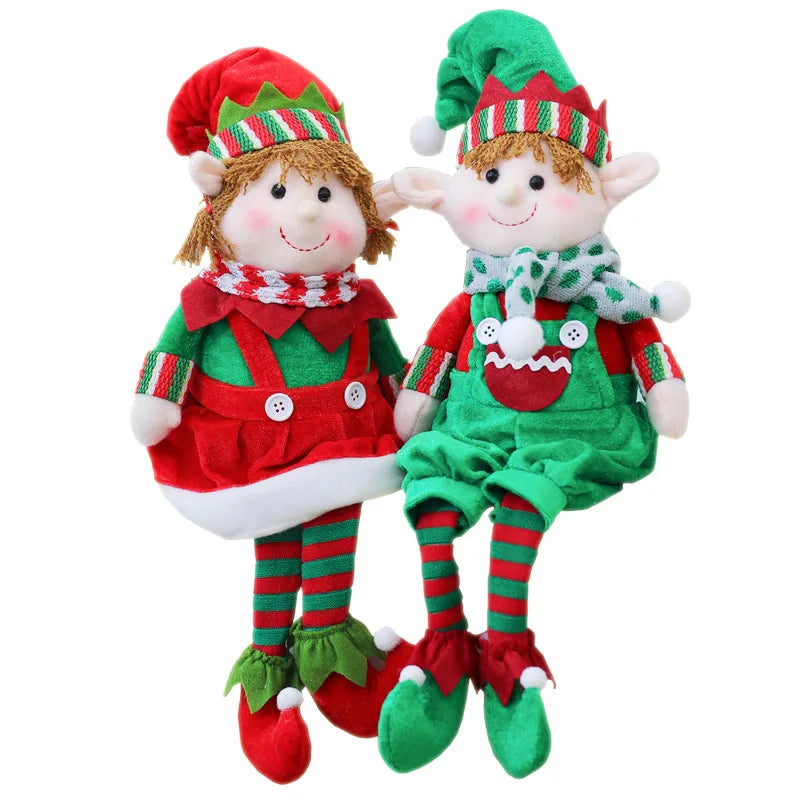 Christmas Decora tionRed and green fabric Plush Leg Elf Doll Ornaments Boys Girls Elves Toy Doll for 2022 New Year Home Decor