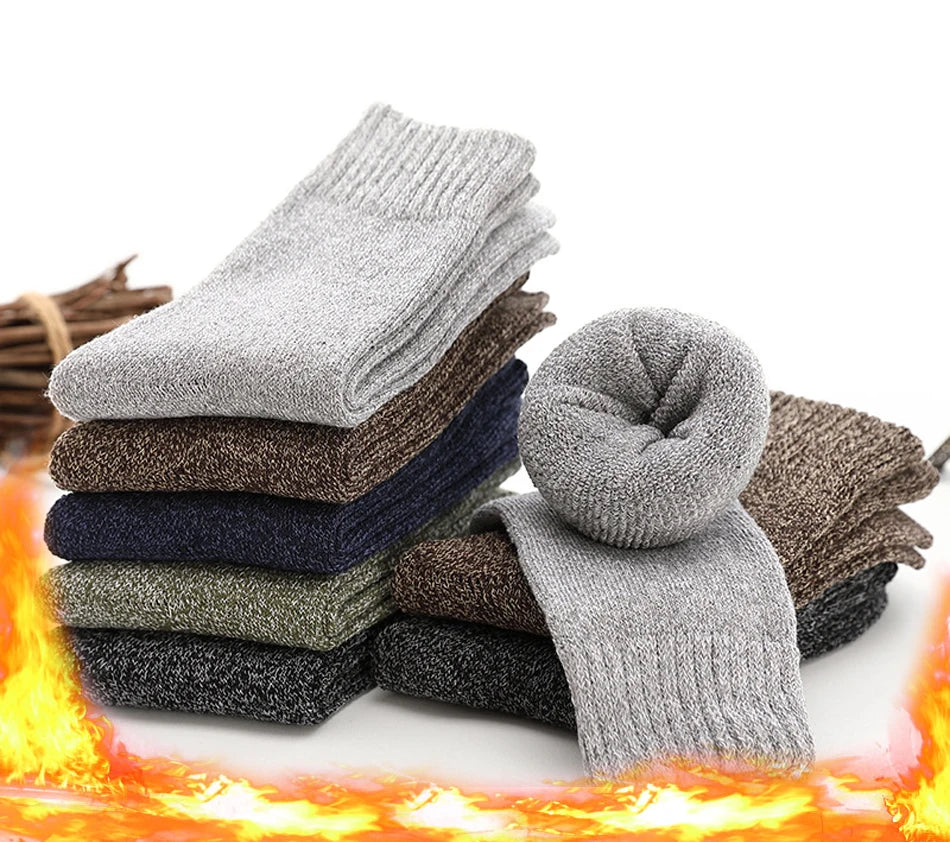 5 Pairs Thicken Wool Socks Men High Quality Towel Keep Warm Winter Socks Cotton Christmas Gift Socks For Man Thermal Size 38-45