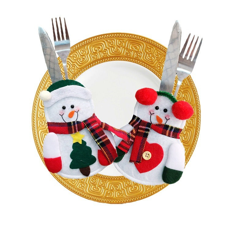 Christmas Knife And Fork Cover Christmas Sticker Hat Knife And Fork Bag Diy Crafts Party Decor Home Decor Accessories