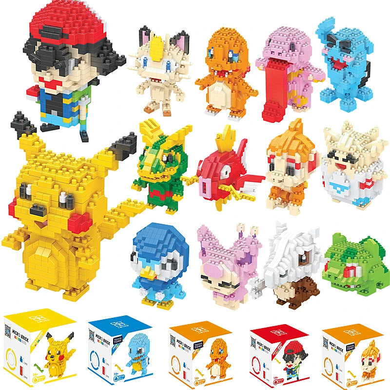 Pokémon Doll Miniature Diamond Building Blocks, Small Particles Assembled, DIY Puzzle, Pikachu, Animal Model