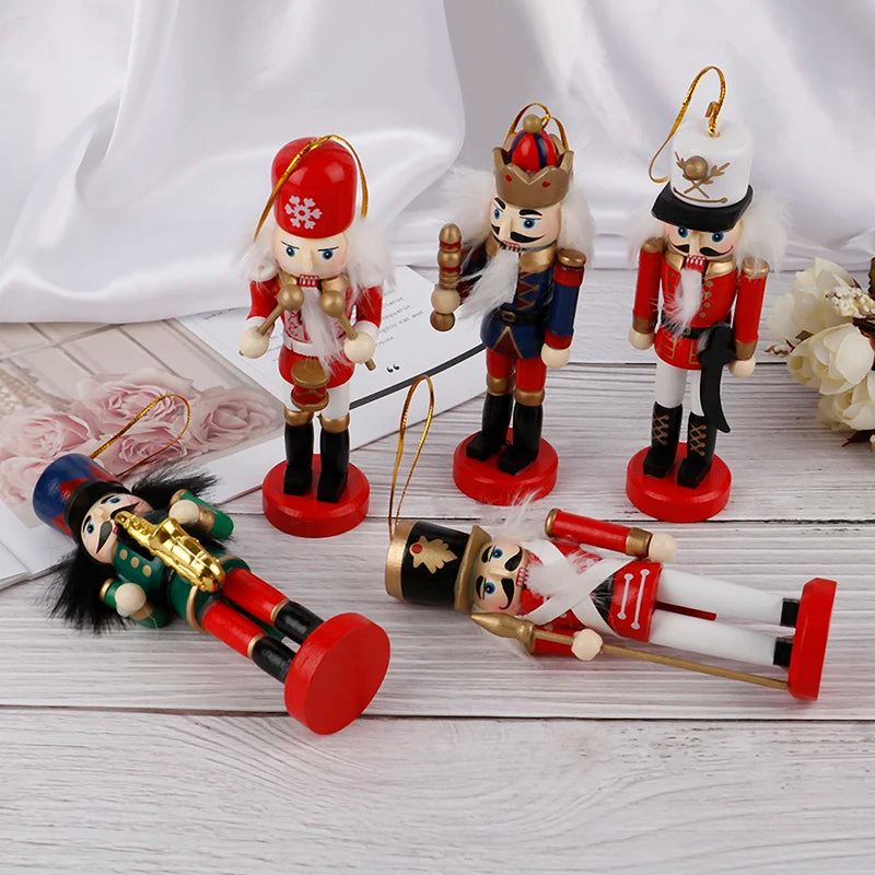 14/13/12/10.5cm Christmas Nutcracker Puppet Ornaments Desktop Home Decor Walnuts Soldiers Band Dolls Nutcracker Miniatures 1PCS