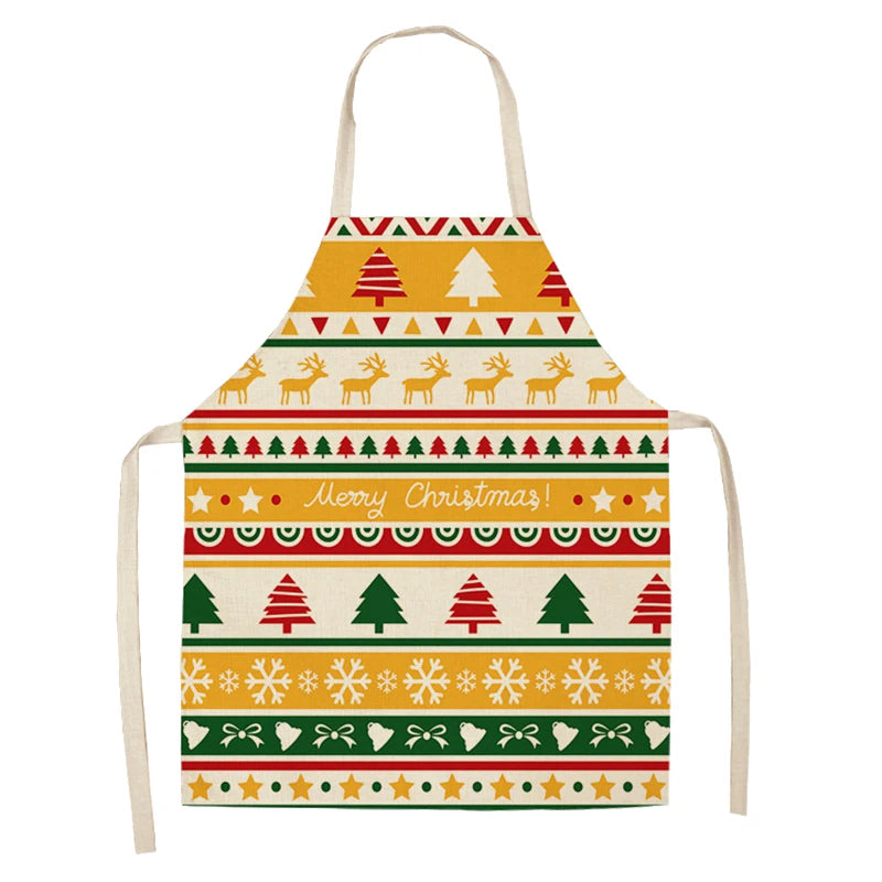 Linen Merry Christmas Apron Christmas Decorations for Home Kitchen Accessories 2024 Christmas Natal Navidad 2025 New Year Gifts