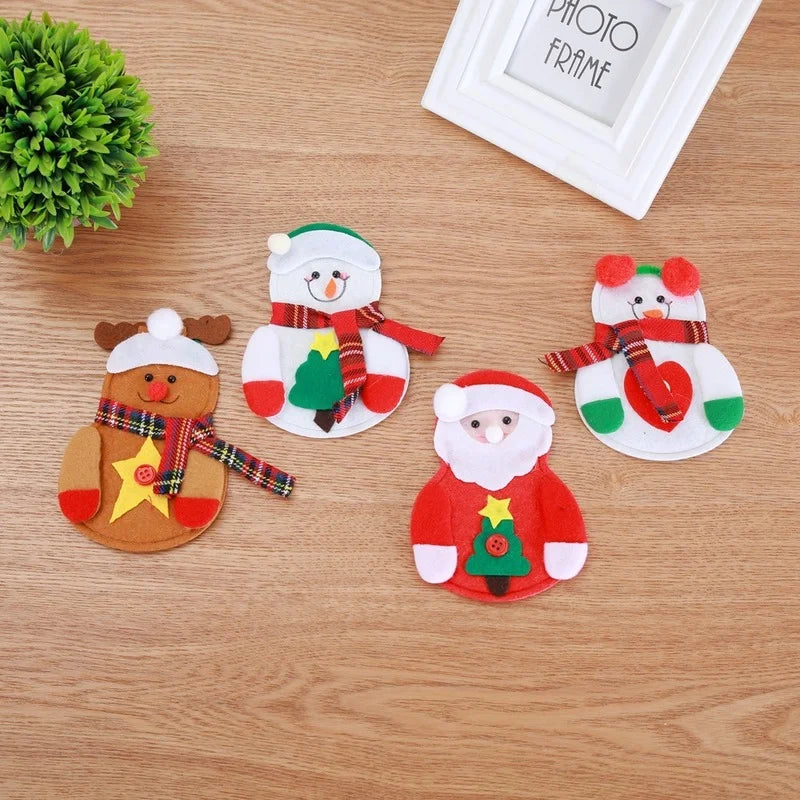 Christmas Knife And Fork Cover Christmas Sticker Hat Knife And Fork Bag Diy Crafts Party Decor Home Decor Accessories